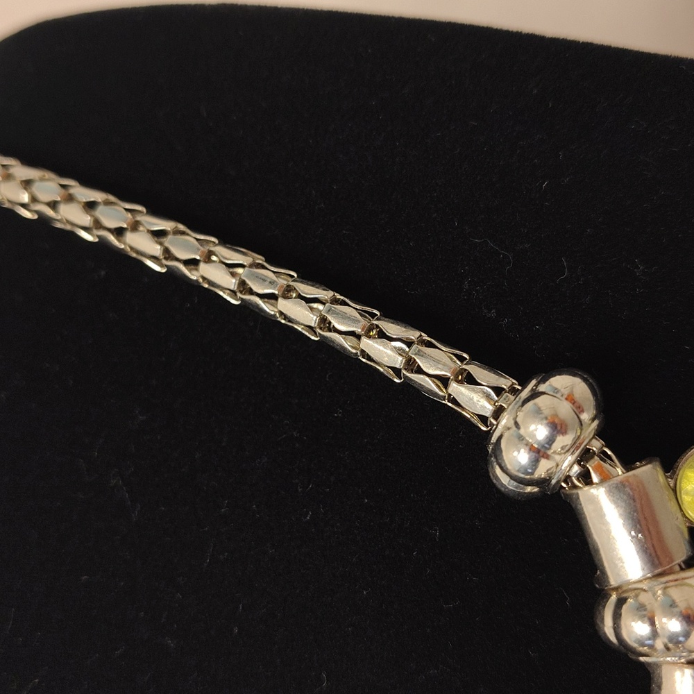 Silvertone And Multicolor Rhinestone Necklace - image 4